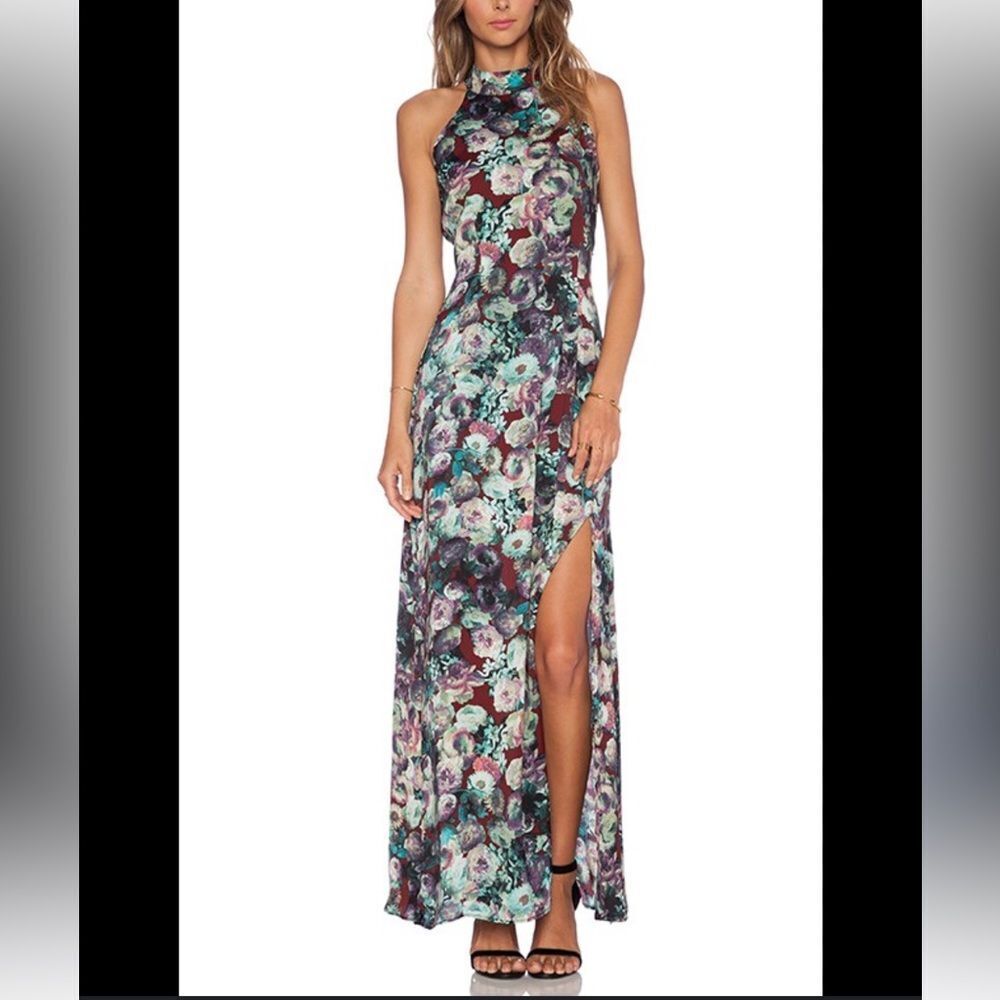 Revolve Tularose Halter Maxi Dress Floral with Slit